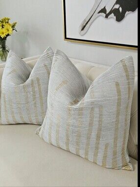 Designer Gold-Accented Aqua Decorative Throw Pillow - Set of 2 22×22
